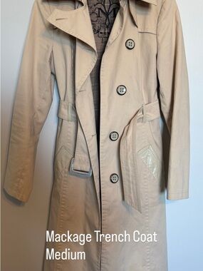 Mackage Beige Double-Breasted Trench Coat